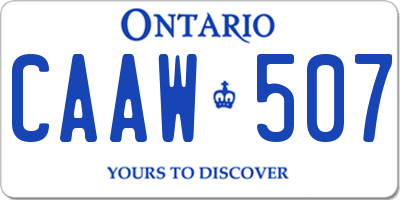 ON license plate CAAW507