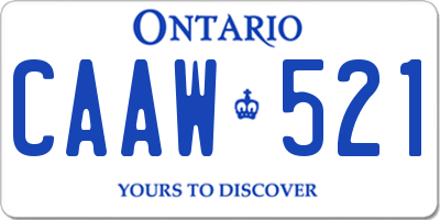 ON license plate CAAW521