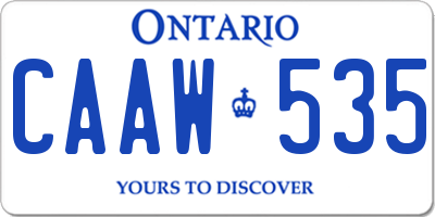 ON license plate CAAW535