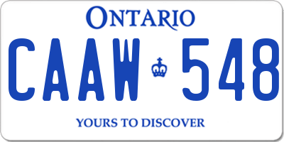 ON license plate CAAW548