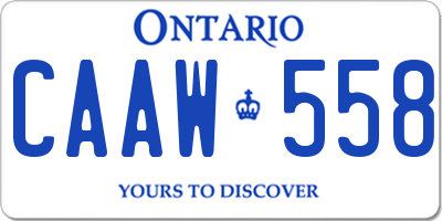 ON license plate CAAW558