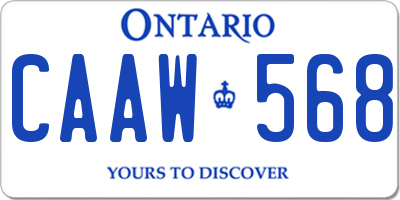 ON license plate CAAW568