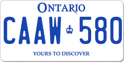 ON license plate CAAW580