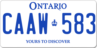 ON license plate CAAW583