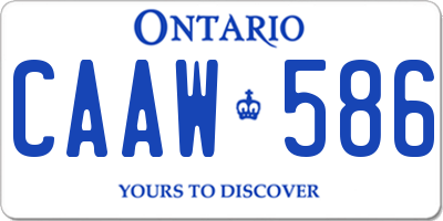 ON license plate CAAW586