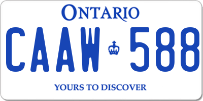 ON license plate CAAW588