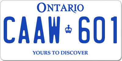 ON license plate CAAW601