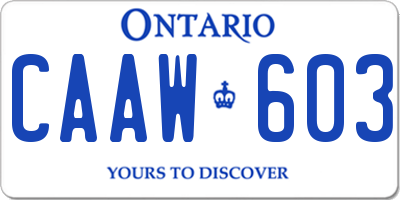 ON license plate CAAW603