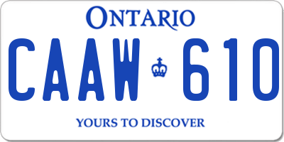 ON license plate CAAW610