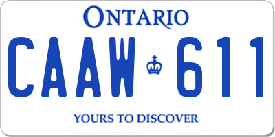 ON license plate CAAW611