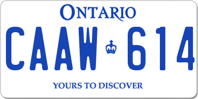 ON license plate CAAW614