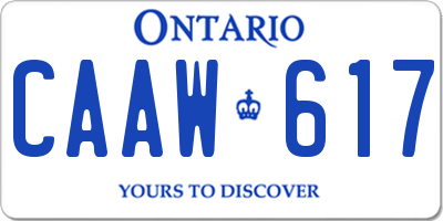 ON license plate CAAW617