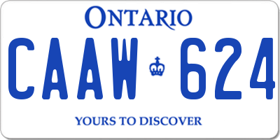 ON license plate CAAW624