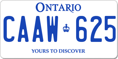 ON license plate CAAW625