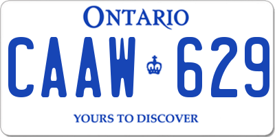 ON license plate CAAW629