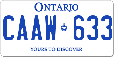 ON license plate CAAW633