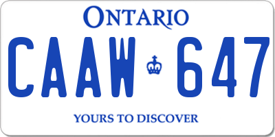 ON license plate CAAW647