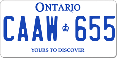 ON license plate CAAW655