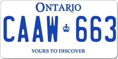 ON license plate CAAW663