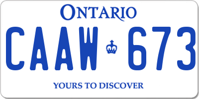 ON license plate CAAW673