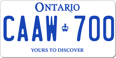 ON license plate CAAW700