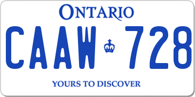 ON license plate CAAW728