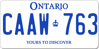 ON license plate CAAW763