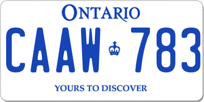 ON license plate CAAW783