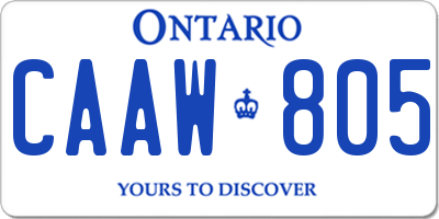 ON license plate CAAW805