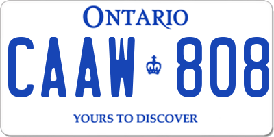 ON license plate CAAW808