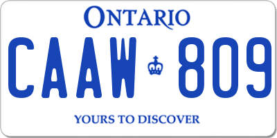 ON license plate CAAW809