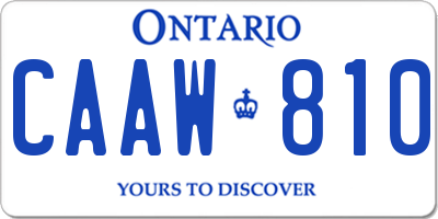 ON license plate CAAW810