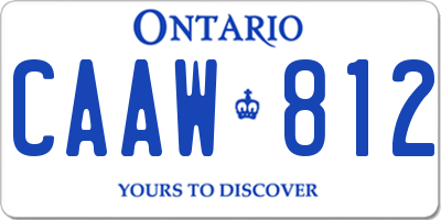 ON license plate CAAW812