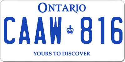 ON license plate CAAW816