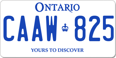 ON license plate CAAW825