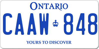 ON license plate CAAW848