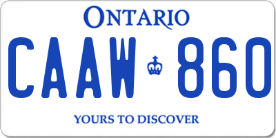 ON license plate CAAW860