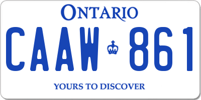 ON license plate CAAW861