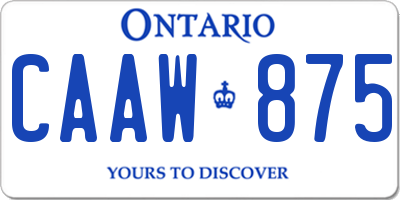 ON license plate CAAW875