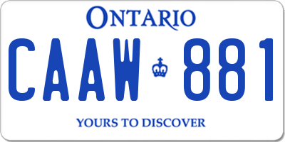 ON license plate CAAW881