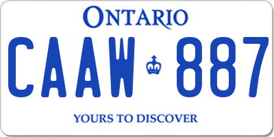 ON license plate CAAW887