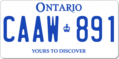 ON license plate CAAW891