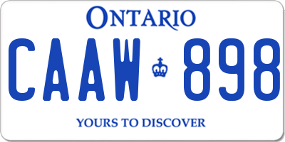 ON license plate CAAW898