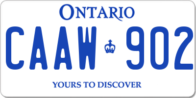 ON license plate CAAW902