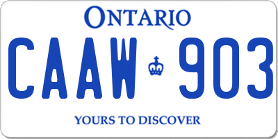 ON license plate CAAW903