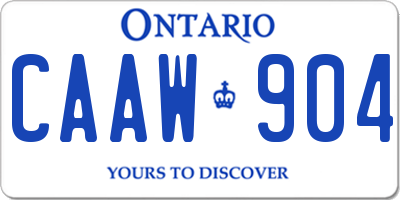 ON license plate CAAW904