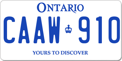 ON license plate CAAW910