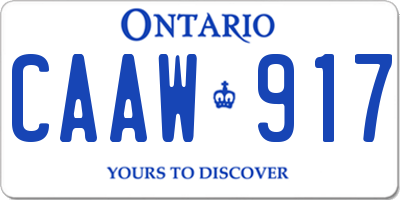 ON license plate CAAW917