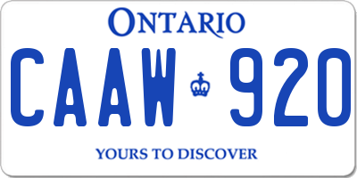 ON license plate CAAW920