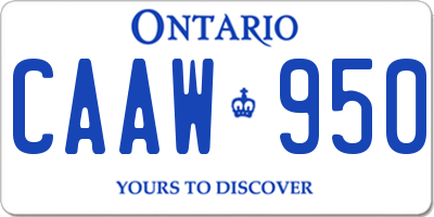 ON license plate CAAW950